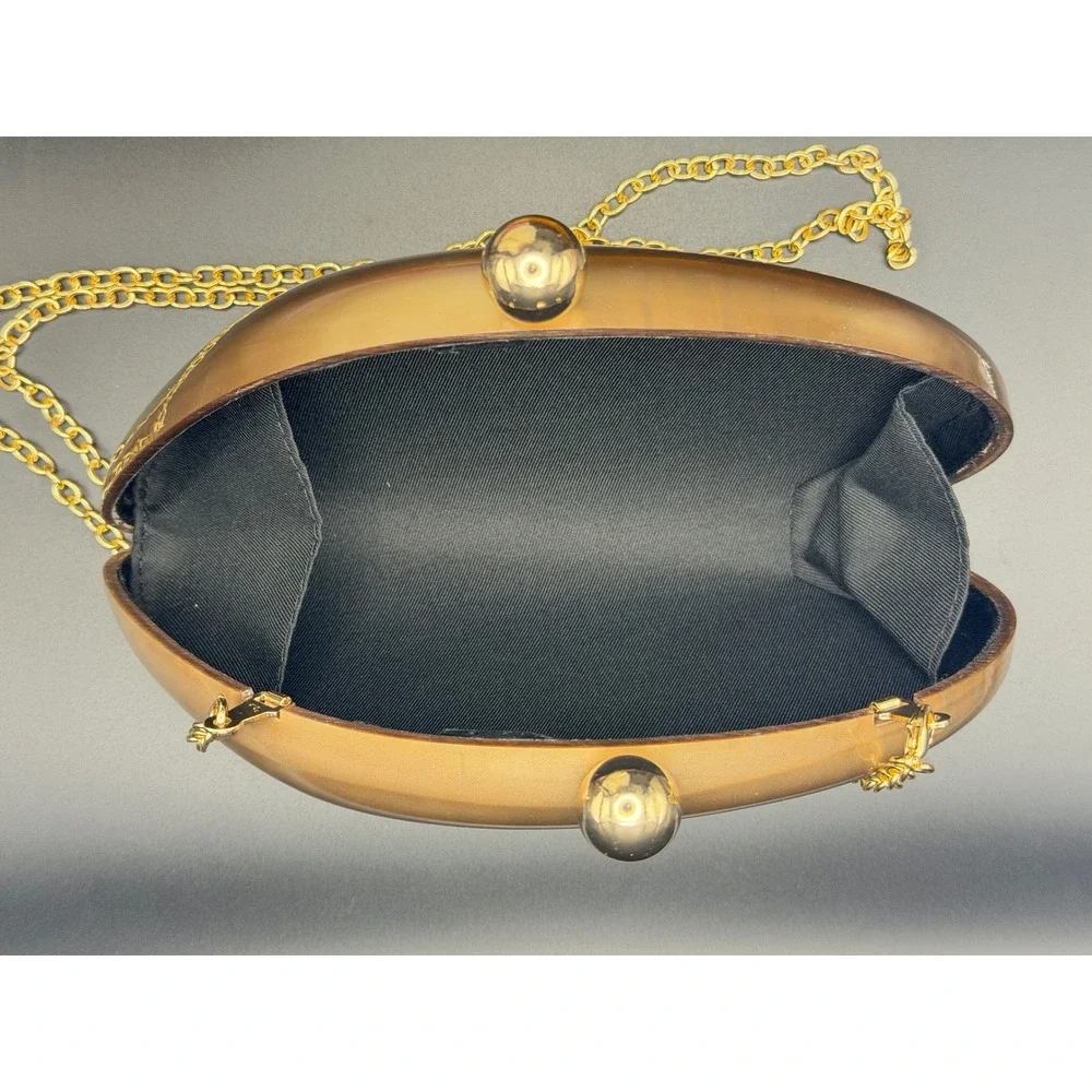 RAMLA Marrakech Gold Brown Acrylic Clutch Crossbody Bag